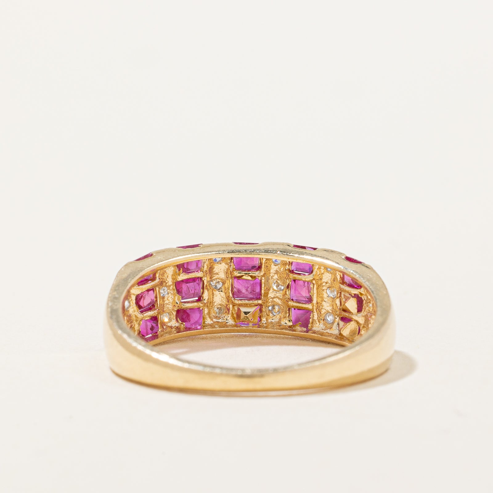 Channel Set Ruby and Diamond Ring - 0.75ctw Ruby with 0.15ctw Diamonds - Size 7 - Elegant Wedding Band, Anniversary Gift, or Valentine's Day Present for Her