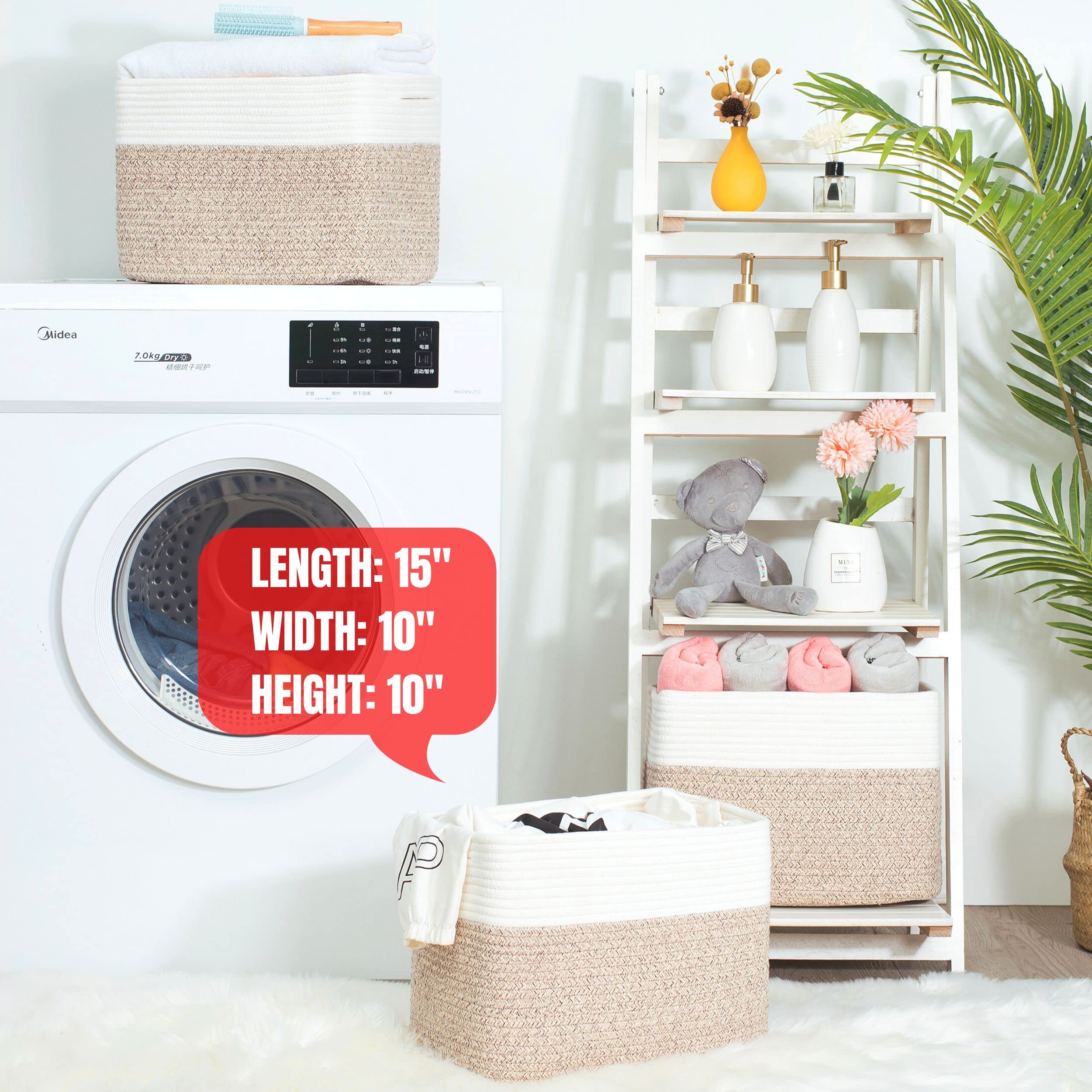 MINTWOOD 3-Pack Woven Storage Baskets - Light Brown Decorative Cube Bins for Shelves, Playroom, Classroom & Nursery Organization | Perfect for Kids' Toys, Books & Closet Storage