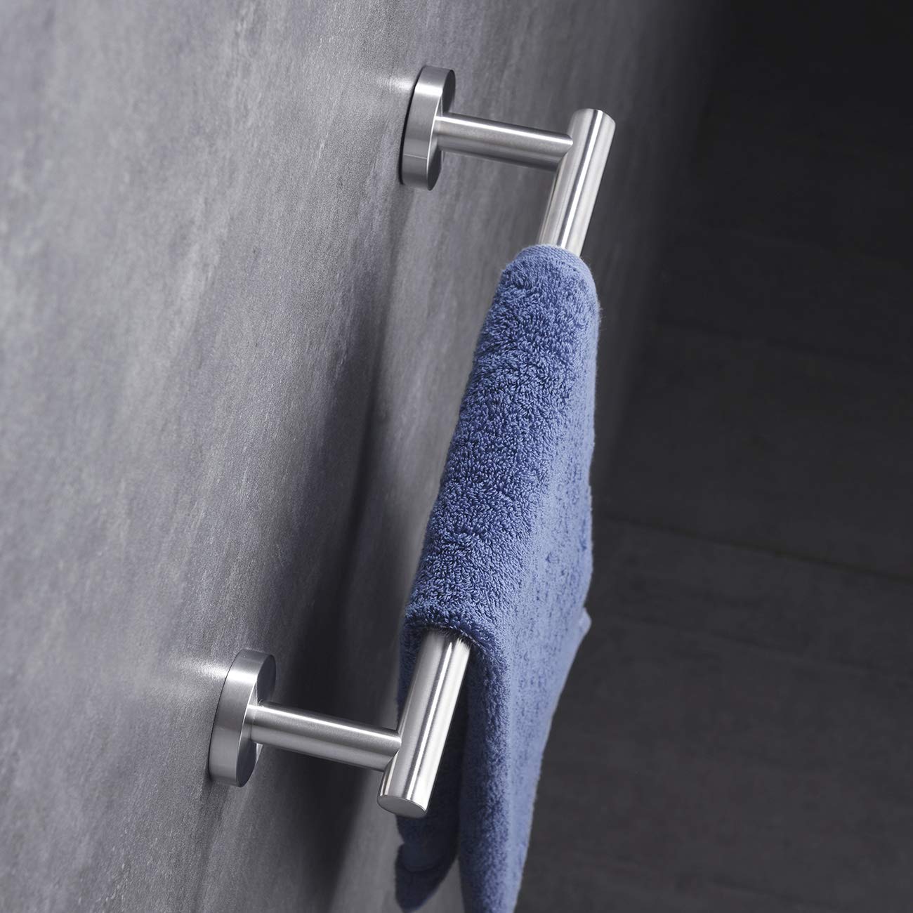 12 Inch Stainless Steel Bath Towel Bar - Wall Mounted Towel Rack for Bathroom & Kitchen with Brushed Finish (A100L30-BN) - Perfect for Hanging Hand Towels, Dish Towels and Washcloths