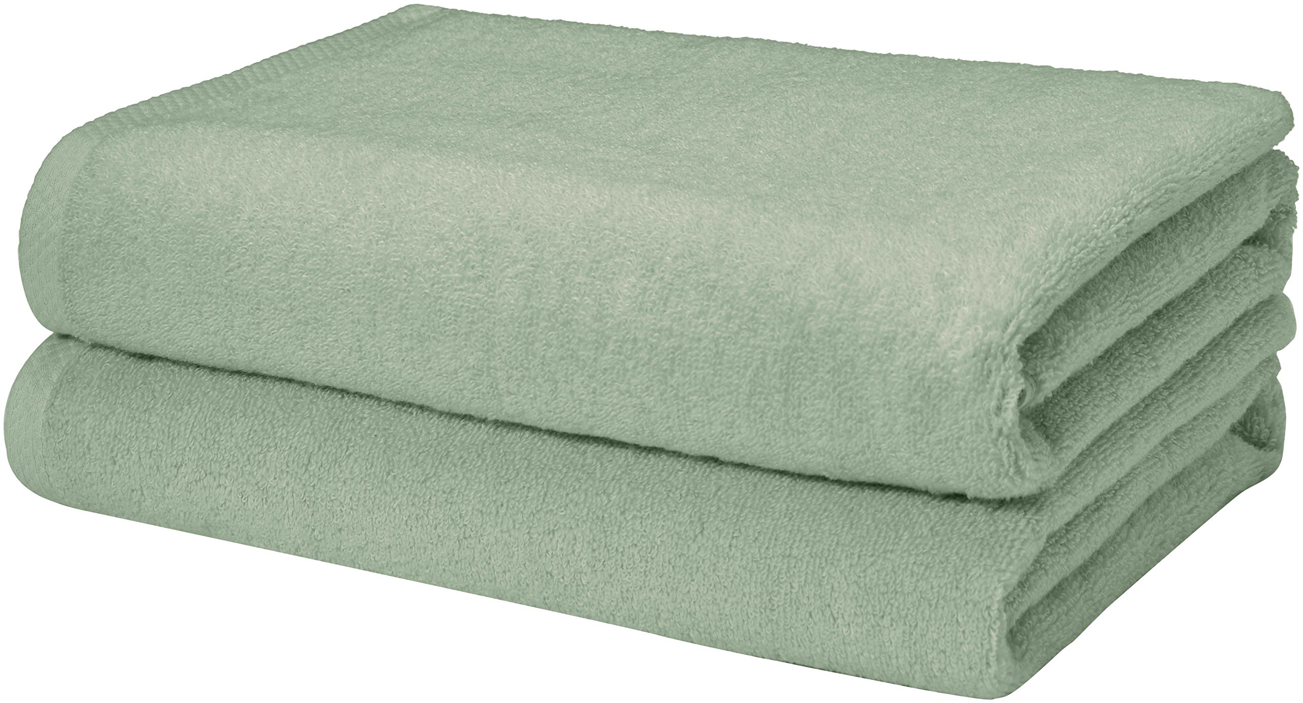 Amazon Basics 100% Cotton Quick-Dry Lightweight Moisture Absorbing Bath Towel Set of 2, Seafoam Green, 54