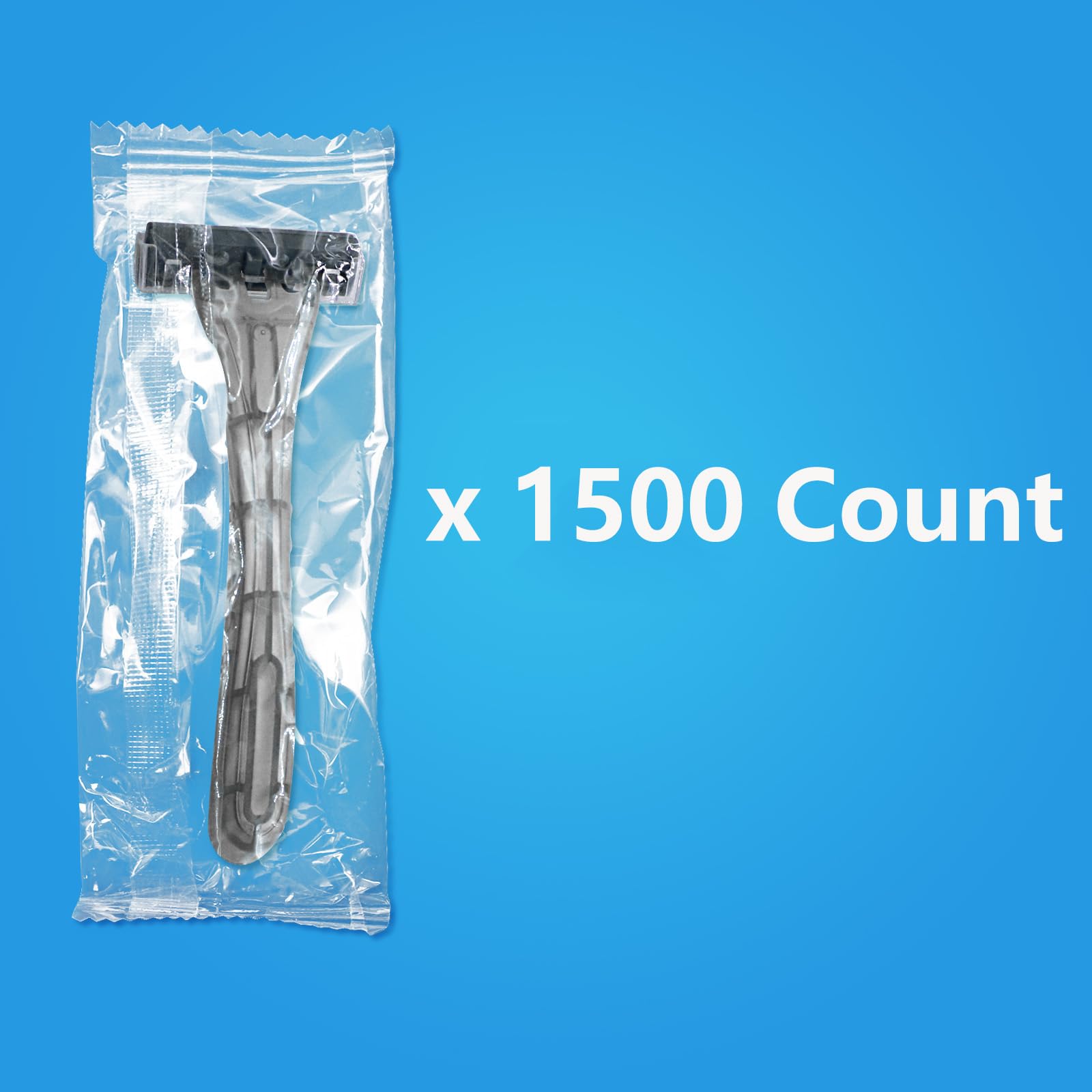 Kheoxusa 1500 Count Disposable Razors - 3 Blade Shaving Razors for Men & Women, Individually Wrapped Bulk Razors for Travel, Hotel, Airbnb, Tattoo Aftercare & Personal Grooming - Grey