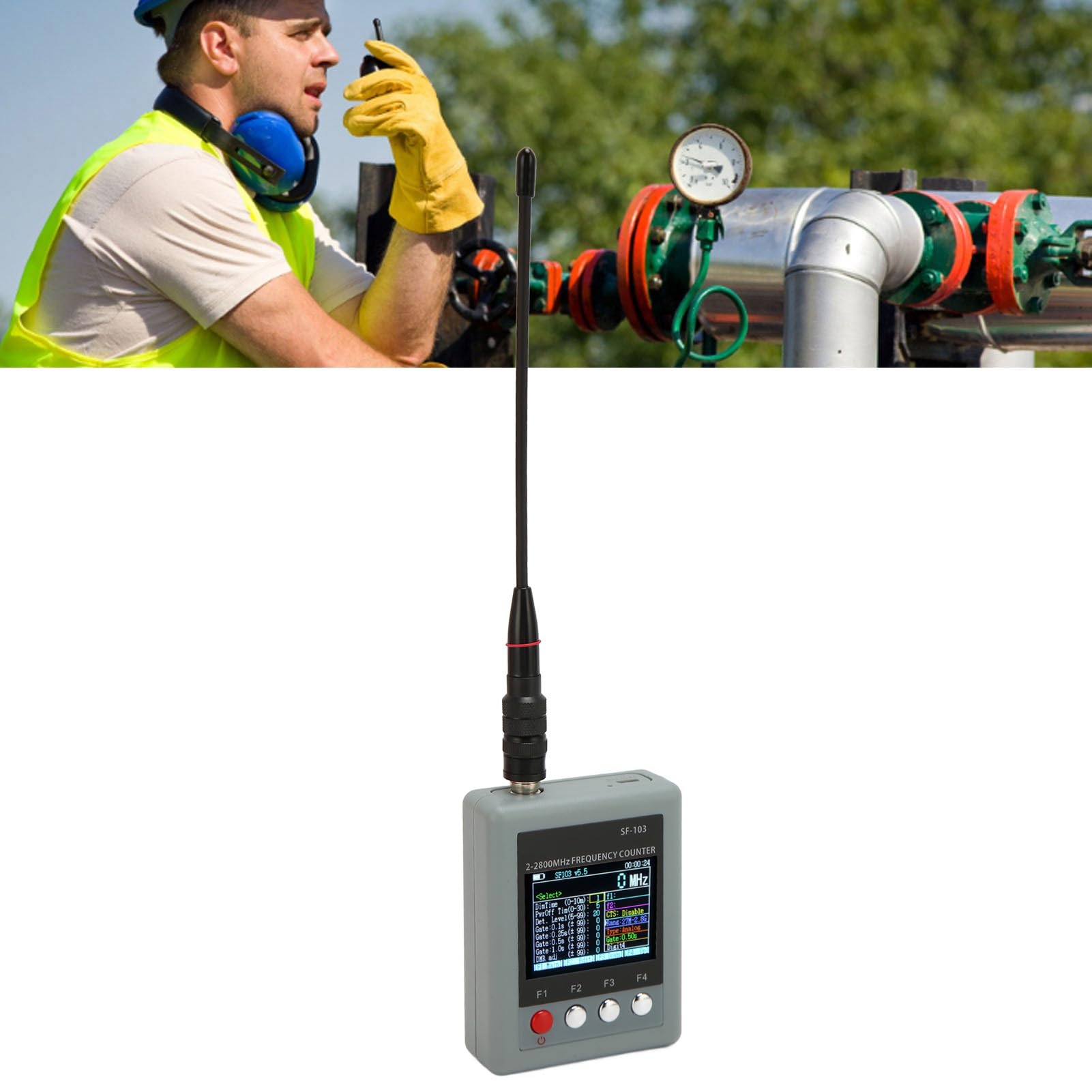 SF103 Portable Frequency Counter 2MHz to 2.8GHz - Handheld Two Way Radio Frequency Meter for DMR Analog, Ham Radio, Walkie Talkie - Perfect for Radio Hobbyists and Technicians (Ideal for Field Testing and Equipment Calibration)