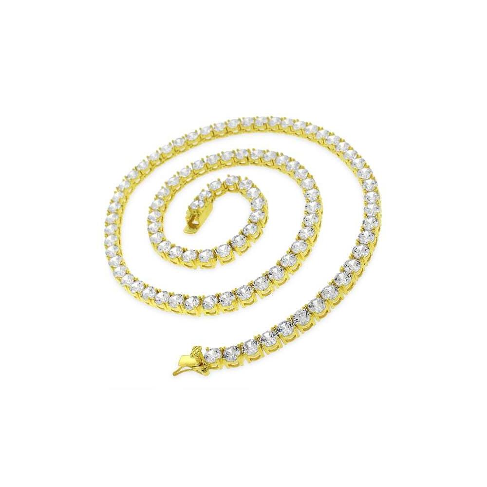 2MM CZ Tennis Necklace .925 Sterling Silver 17 Inches - Elegant Layered Jewelry for Women, Perfect for Weddings, Parties & Everyday Wear