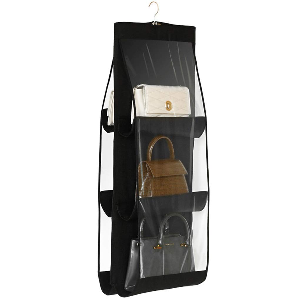 JEONSWOD 6-Pocket Hanging Storage Organizer - Space-Saving Closet & Wardrobe Organizer for Purses, Handbags & Accessories - Perfect for Bedroom, Bathroom & Travel Organization (Color: A)