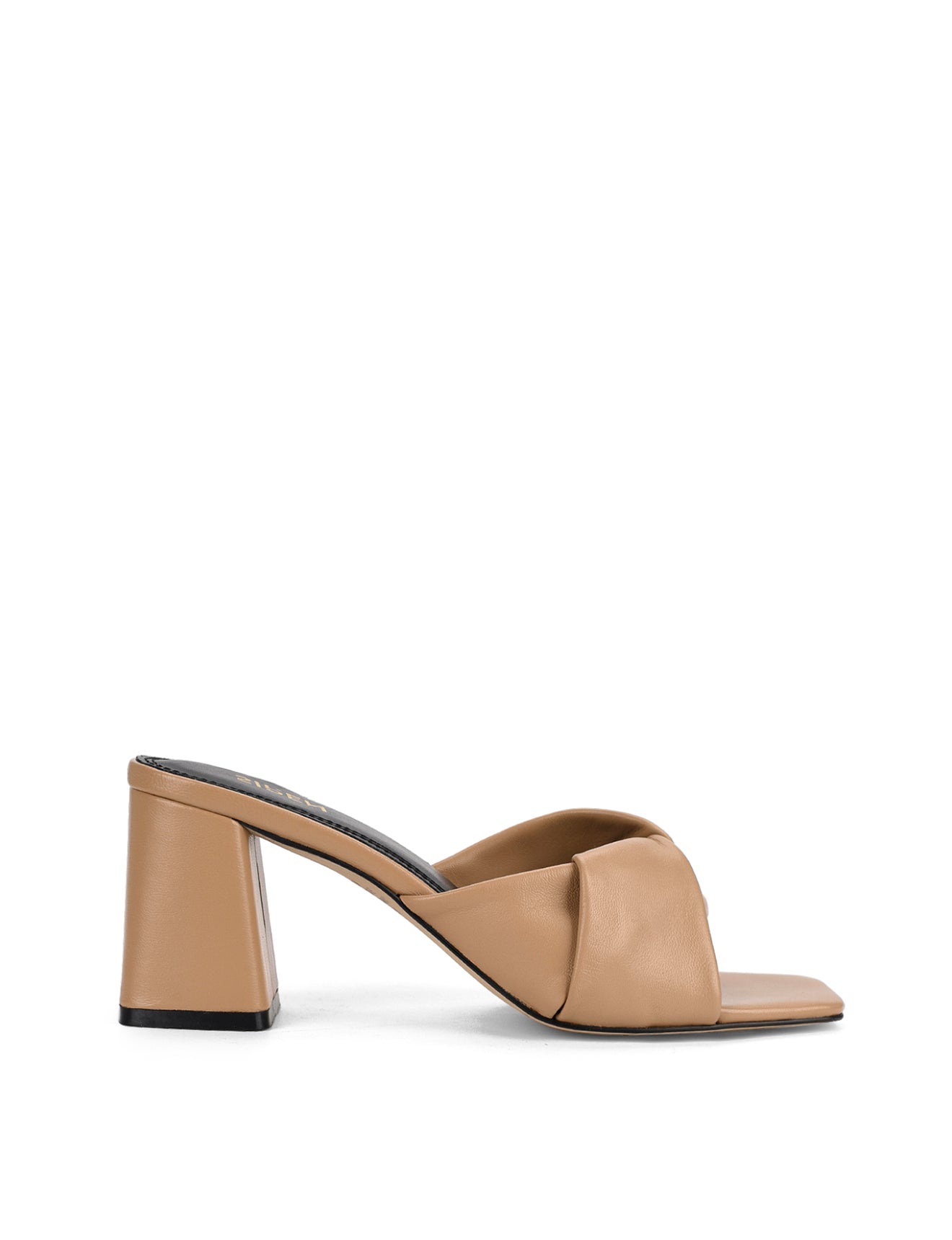 Stylish Almond Tan Leather Story Block Heel Mules - Comfortable & Trendy Women's Shoes for Work, Office, and Casual Outings