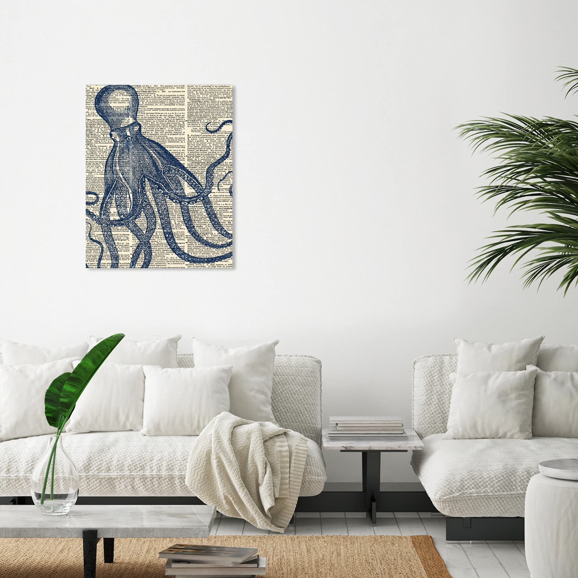 Nautical & Coastal Wall Art Canvas Print - Marine Life Octopus Dictionary Home Decor by Oliver Gal Artist Co. - 24