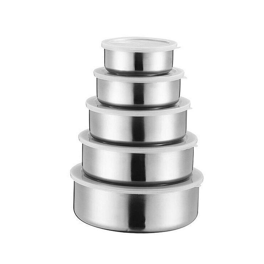 5-Piece Stainless Steel Mixing Bowl Set with Airtight Lids - Non-Slip Nesting Bowls for Whisking, Baking, Cooking & Salad Prep - Perfect for Kitchen, Meal Prep & Food Storage