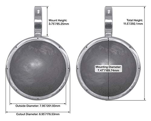 2 Pack Kicker KM8 8 Inch LED 360 Degree Swivel White Aluminum Marine Boat Speakers - Waterproof Surface Mount for Pontoon, Yacht & Deck Party Lighting