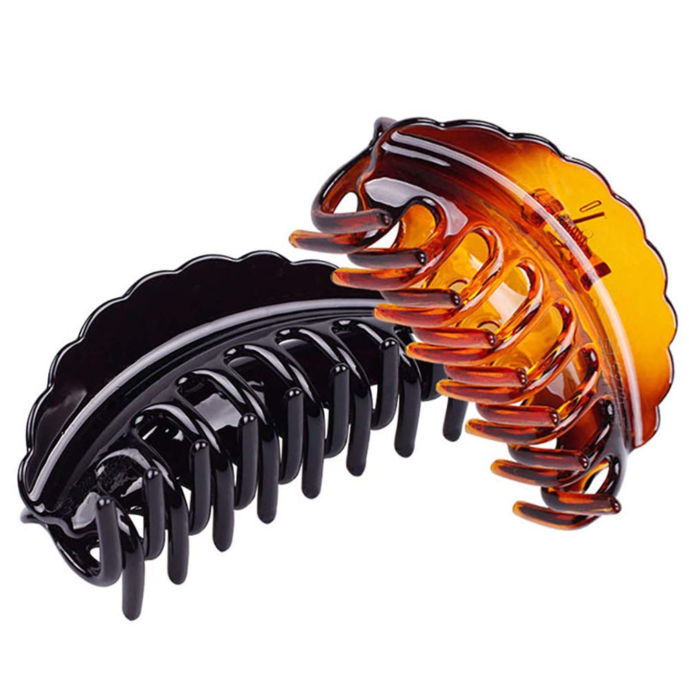 2PCS Crystal Plastic Hair Claw Clips - Non-Slip Banana Jaw Clips for Women, Hair Clamps for Thick Hair, Hair Grip Clips for Indoor & Outdoor Use - Perfect for Work, Gym, Beach and Daily Styling