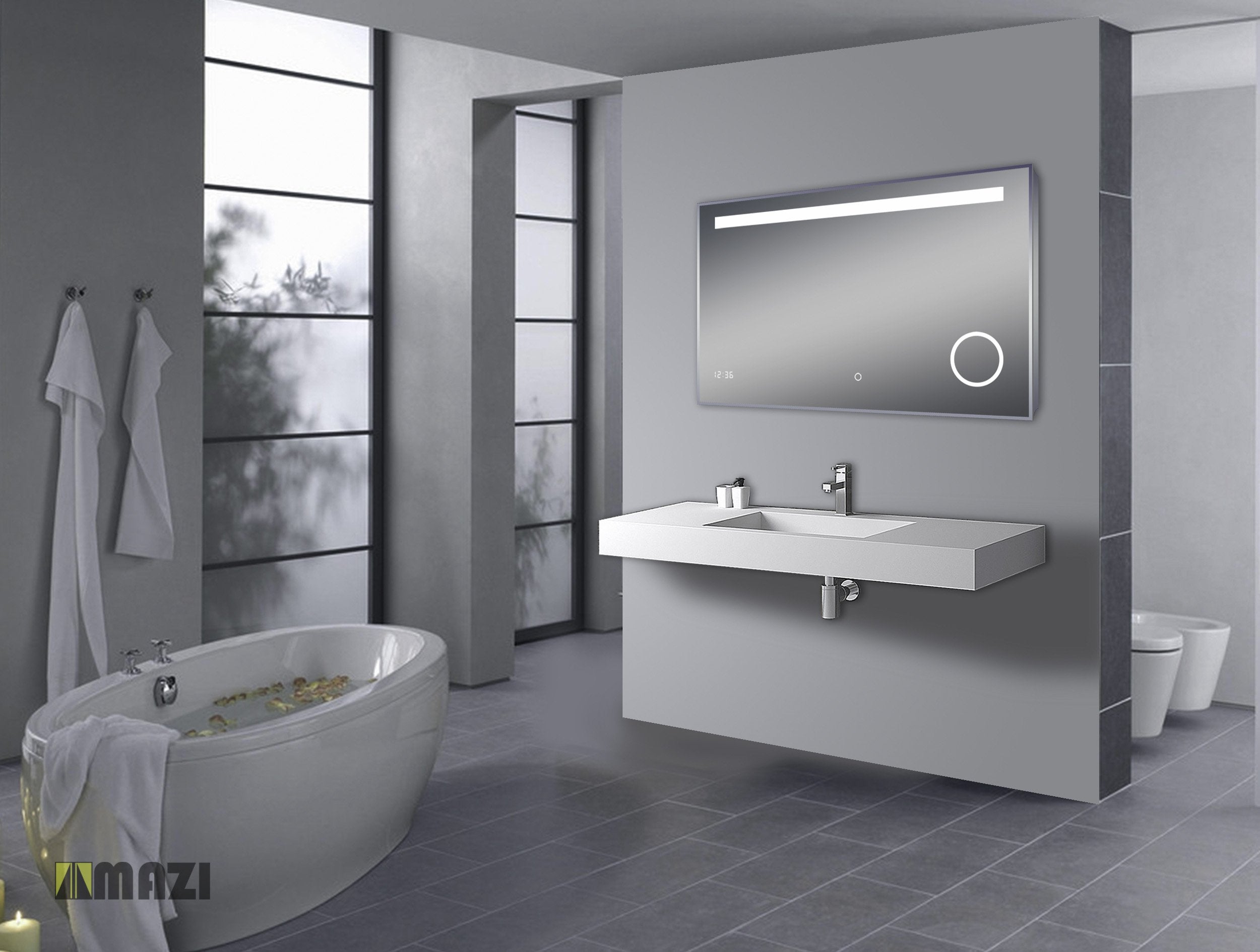 Meek 10060 LED Bathroom Mirror with Anti-Fog & Dimmable Light - Perfect for Shaving, Makeup, and Vanity Decor