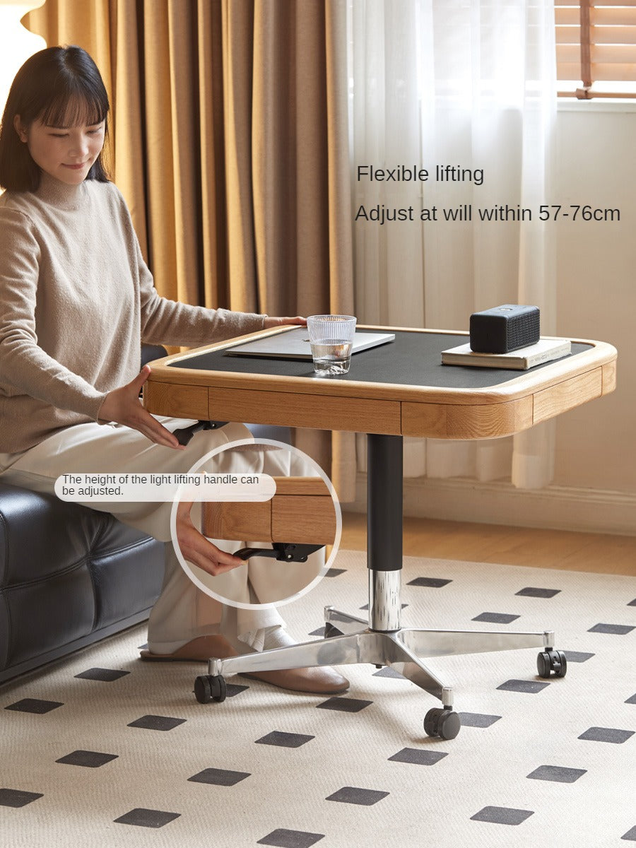 Solid Oak Lift-Top Coffee Table with Storage - Modern Square Movable Design for Living Room, Home Office & Small Spaces