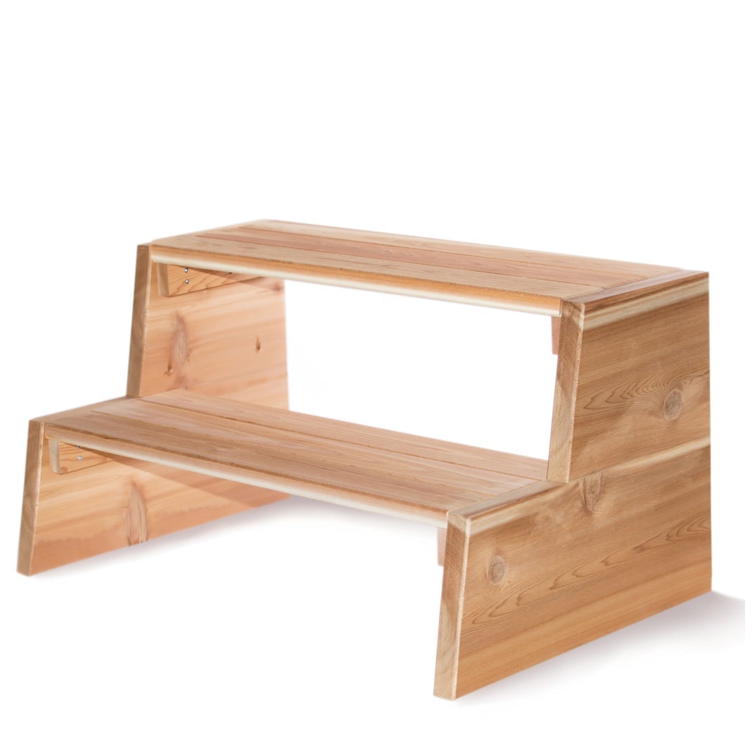 Premium Cedar Hot Tub Steps - Natural Wood Spa Steps with Non-Slip Surface | Perfect for Outdoor Jacuzzi, Pool Access & Deck Safety (Set of 2)