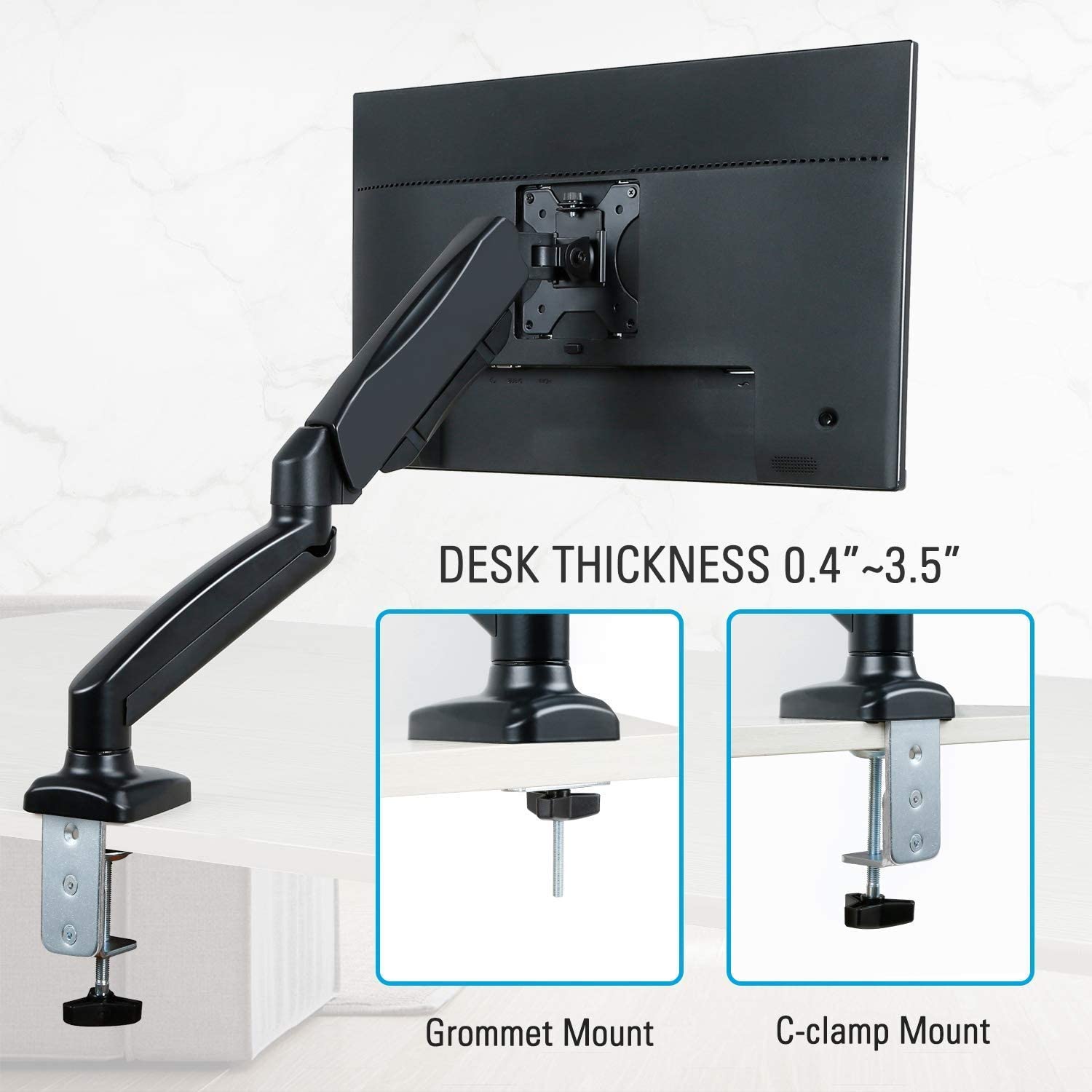 MOUNTUP Dual Monitor Stand Mount - Adjustable Gas Spring 2 Monitor Arm Desk Mount for 17-32 Inch Screens, Die-Cast Aluminum, Holds 17.6LBS Each - Perfect for Home Office, Gaming & Workstation Setup