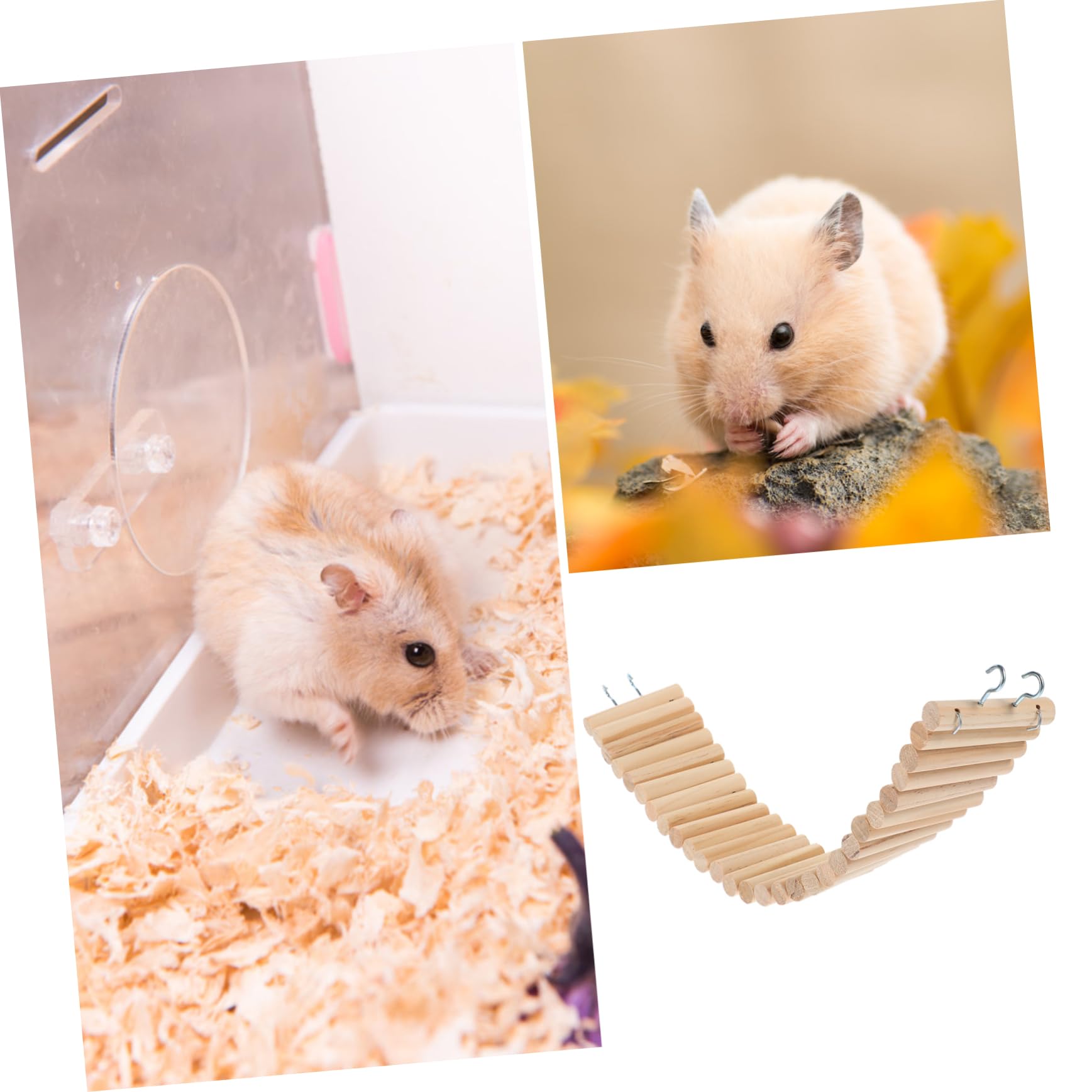 1pc Wooden Hamster Ladder Toy - Natural Wood Climbing Bridge for Small Pets, Chewable Suspension Bridge for Hamsters & Birds - Perfect for Cage Climbing & Playtime Activities