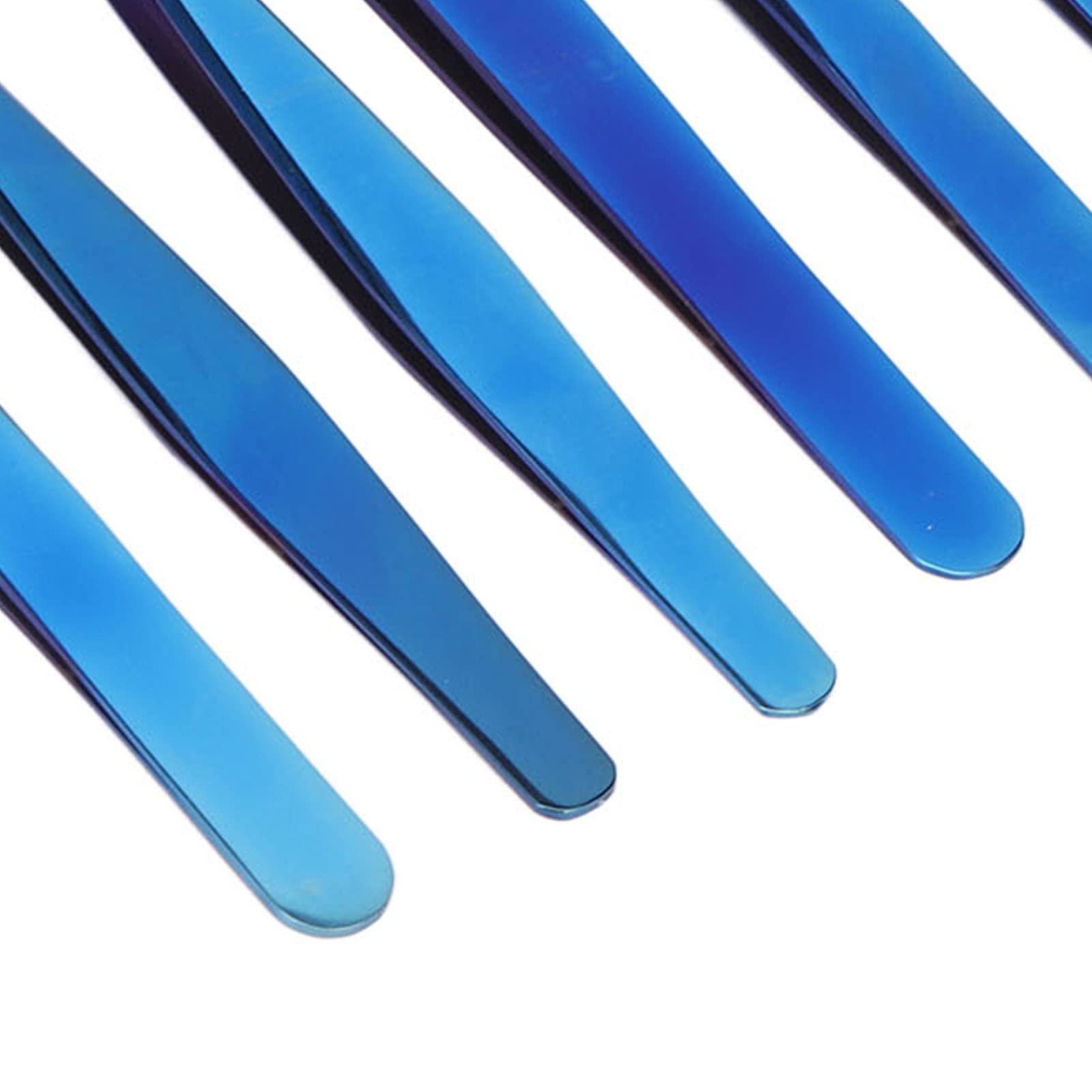 8 Pcs Professional Eyelash Extension Tweezers Set - Stainless Steel Straight & Curved Tweezers for Precision Lash Application - Women's Beauty Tools (Blue) - Perfect for Salon & Home Use