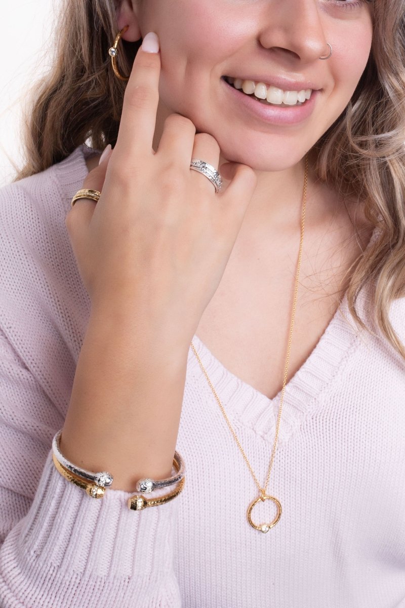 18K Gold Circle of Faith Tip to Tip Bracelet with White Zircon - Elegant Jewelry for Women, Perfect for Weddings, Anniversaries & Special Occasions