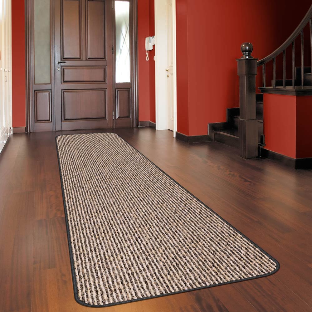 Non-Slip Carpet Runner for Hallway - 8ft x 36in Black Ripple Design - Heavy Duty Skid Resistant Rug for High Traffic Areas - Perfect for Stairs, Entryways and Home Safety