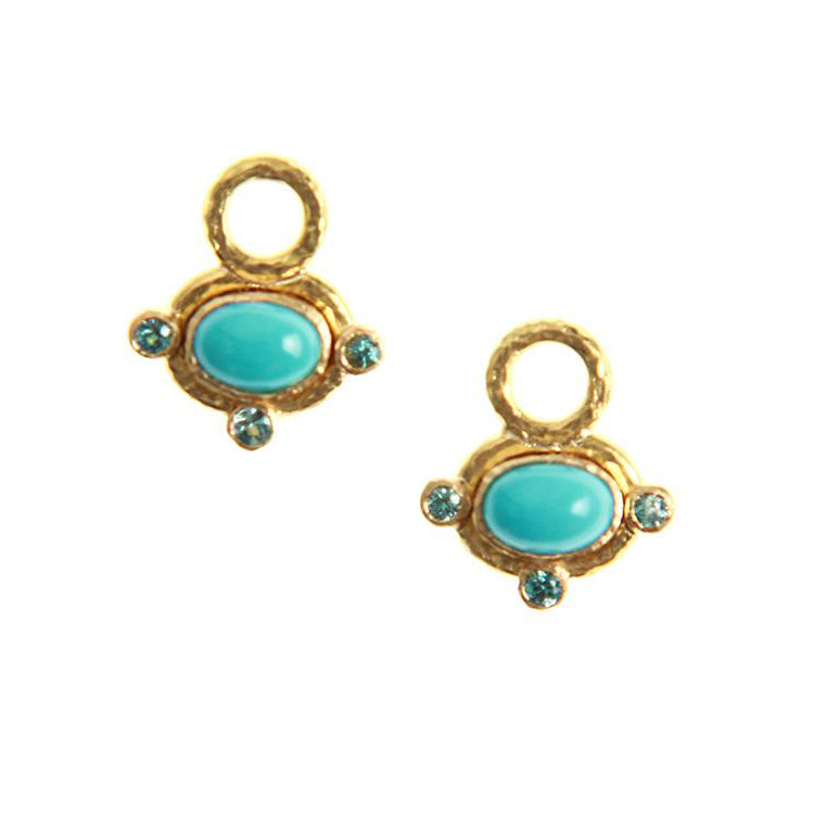 Elizabeth Locke Oval Cabochon Turquoise Earrings - Handmade Sterling Silver Dangle Charms for Women, Perfect for Weddings, Parties & Special Occasions