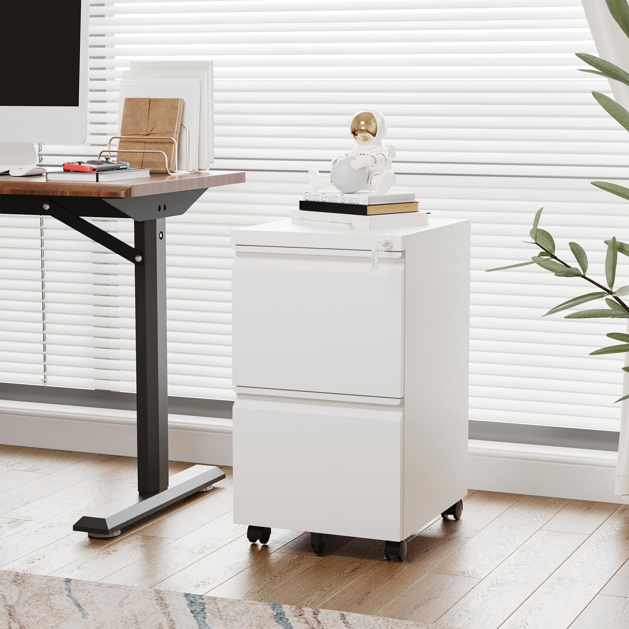 Letaya 2-Drawer Lockable Mobile File Cabinet - Under Desk Metal Storage Organizer for Home & Office - Holds Letter, Legal & A4 Files (White, Assembly Required) - Perfect for Small Spaces & Clutter-Free Workspaces