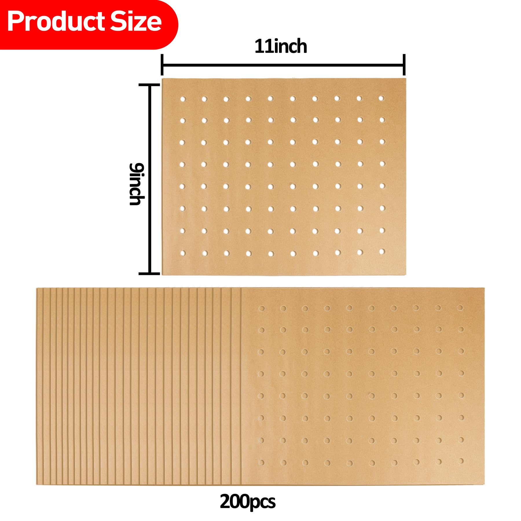 200 Pcs Unbleached Air Fryer Liners, 11 x 9 Inch Disposable Parchment Paper Sheets for Baking - Perfect for Air Fryers, Ovens & Toaster Ovens - Non-Stick Baking Paper for Healthy Cooking & Easy Cleanup