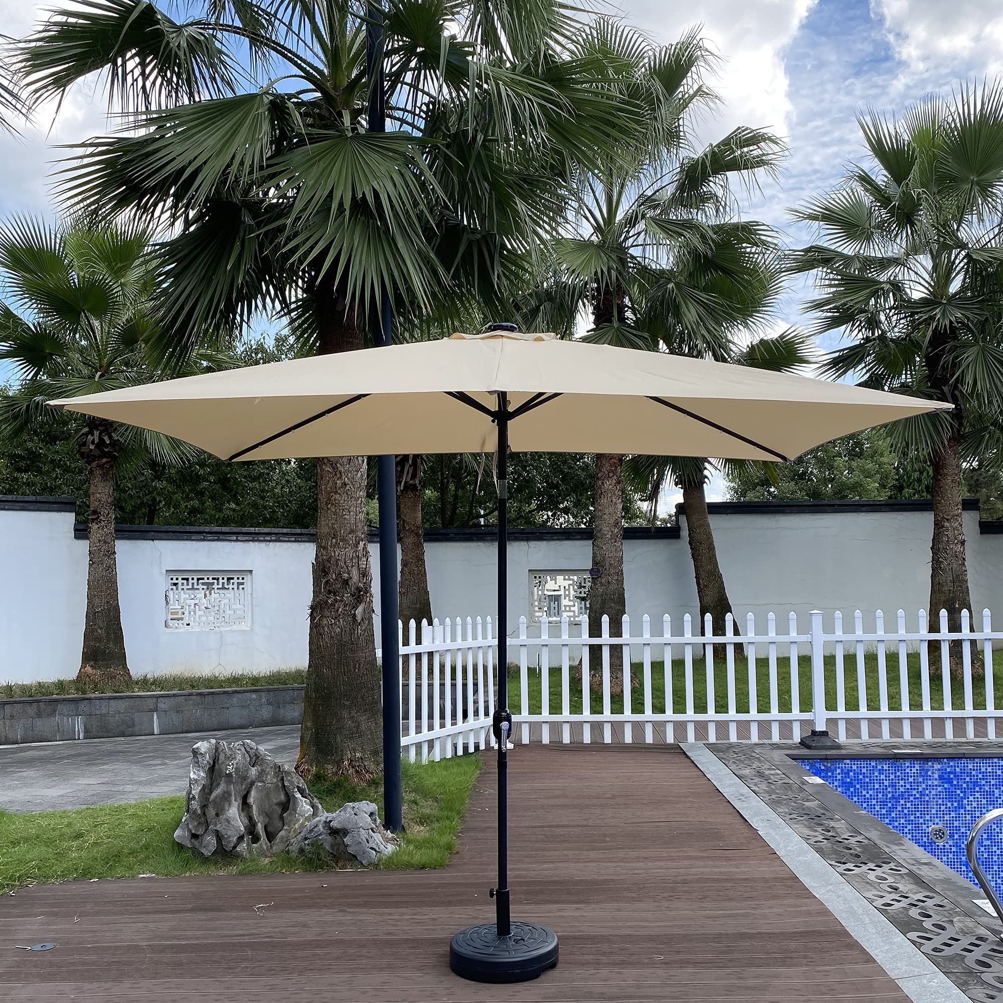 10 Ft x 6.5 Ft Rectangular Outdoor Patio Umbrella with Crank - UV Protection, Water Repellent & Weather Resistant - Heavy Duty 6-Rib Design for Backyard, Poolside & Garden Shade