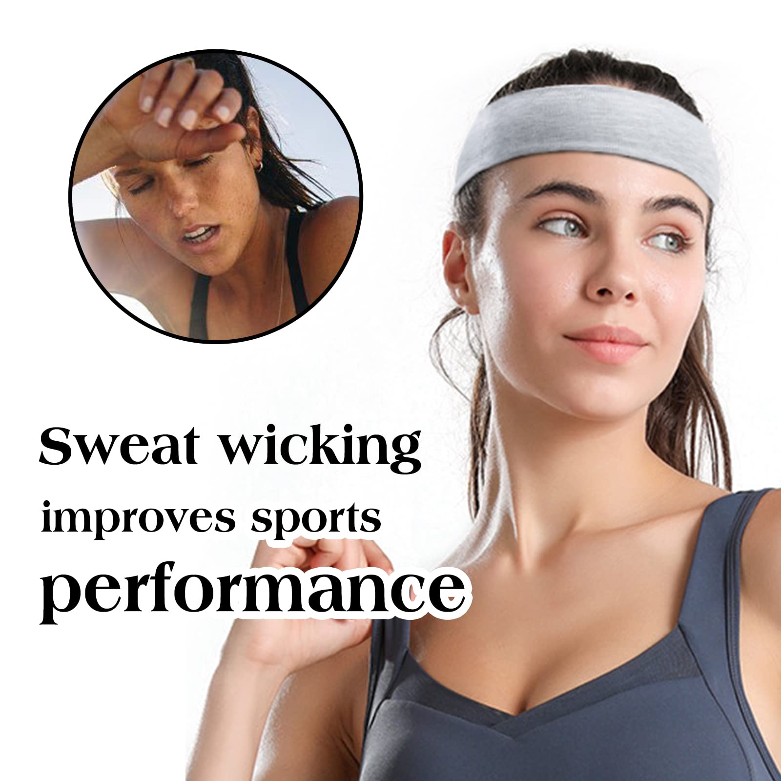Women's Stretchy Non-Slip Headbands for Yoga, Workouts & Everyday Wear - Thick Sweatband Hair Accessories in White & Black | Gym, Running, Sports & Fashion Use