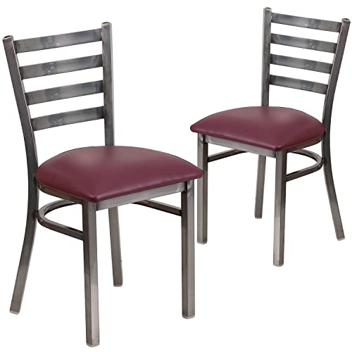 Burgundy Vinyl Seat/Clear Coated Metal Frame