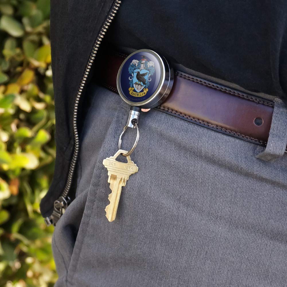 Harry Potter Ravenclaw Metal ID Badge Holder - Retractable Key Card Reel with Belt Clip for Work, School & Events | Official Hogwarts House Crest Design