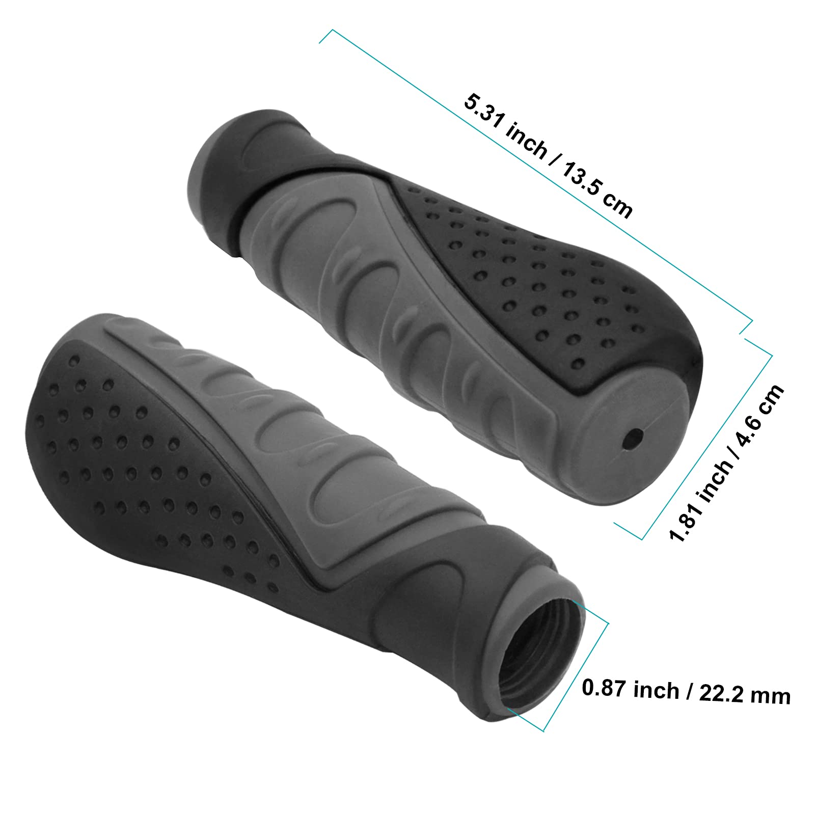 Non-Slip Bicycle Handlebar Grips - Shock Absorbing Bike Handles for Mountain/Road/Folding Bikes - Black & Grey - Perfect for Commuting, Trail Riding & Urban Cycling
