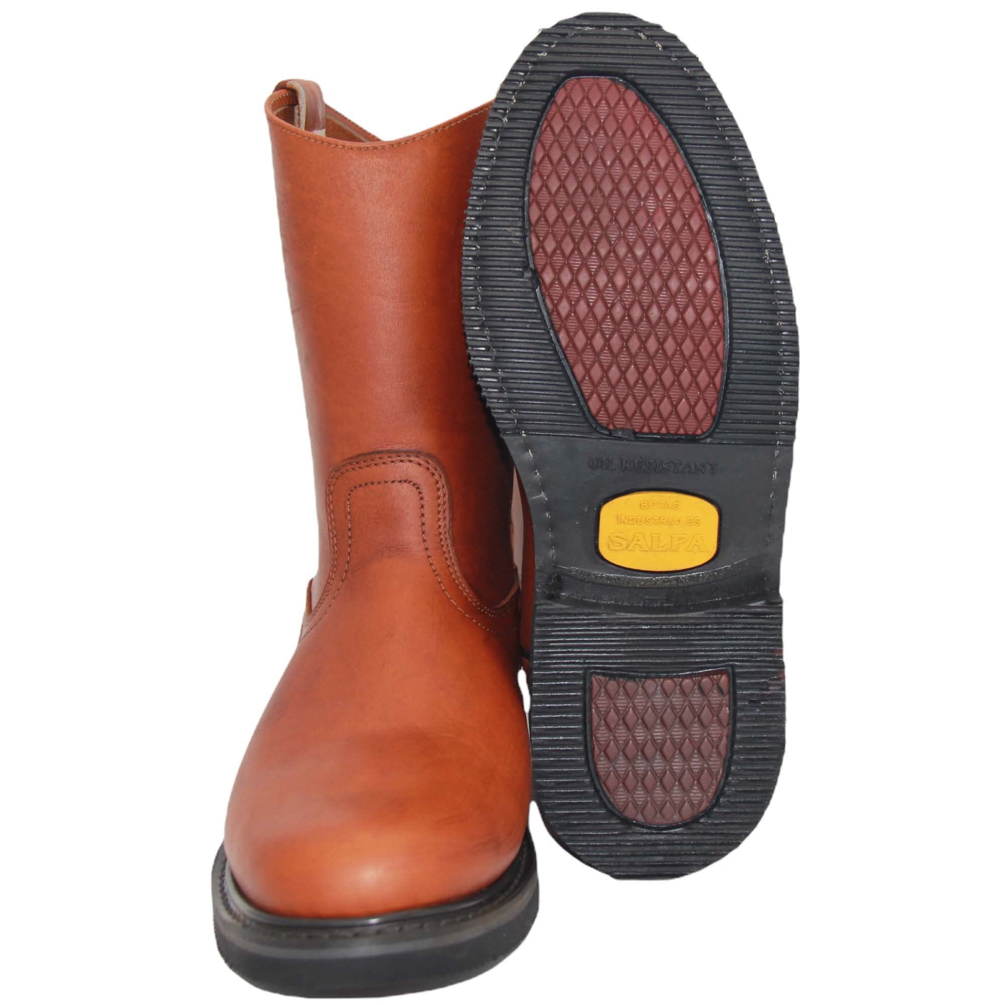 Men's Pull-On Leather Work Boots - Comfortable & Durable for Outdoor Jobs