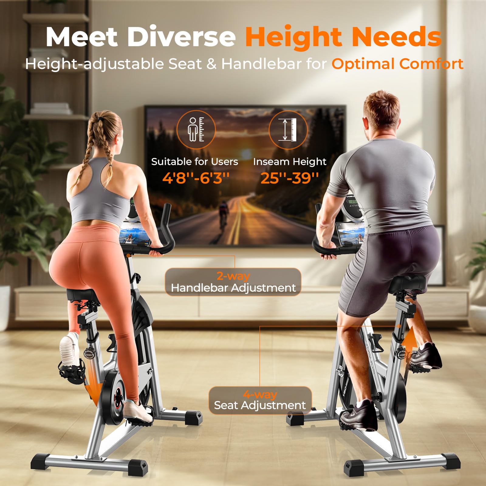 YOSUDA Magnetic Resistance Indoor Cycling Bike with Tablet Holder & Comfortable Seat Cushion - Quiet Brake System for Home Gym Workouts | Perfect for Cardio Training, Weight Loss & Apartment Fitness