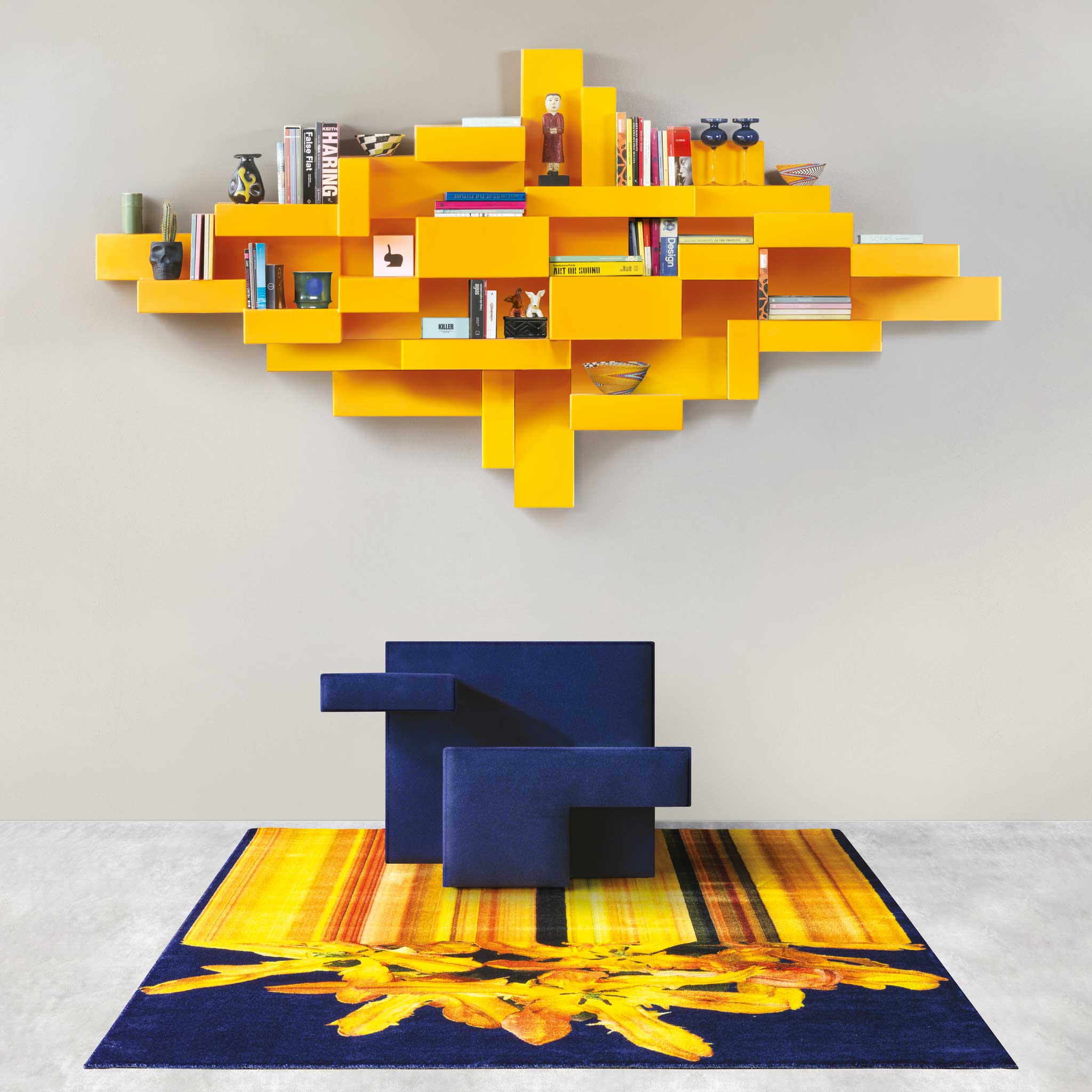 Qeeboo Glitch Yellow Rectangular Carpet - Modern Home Decor for Living Room, Bedroom & Office