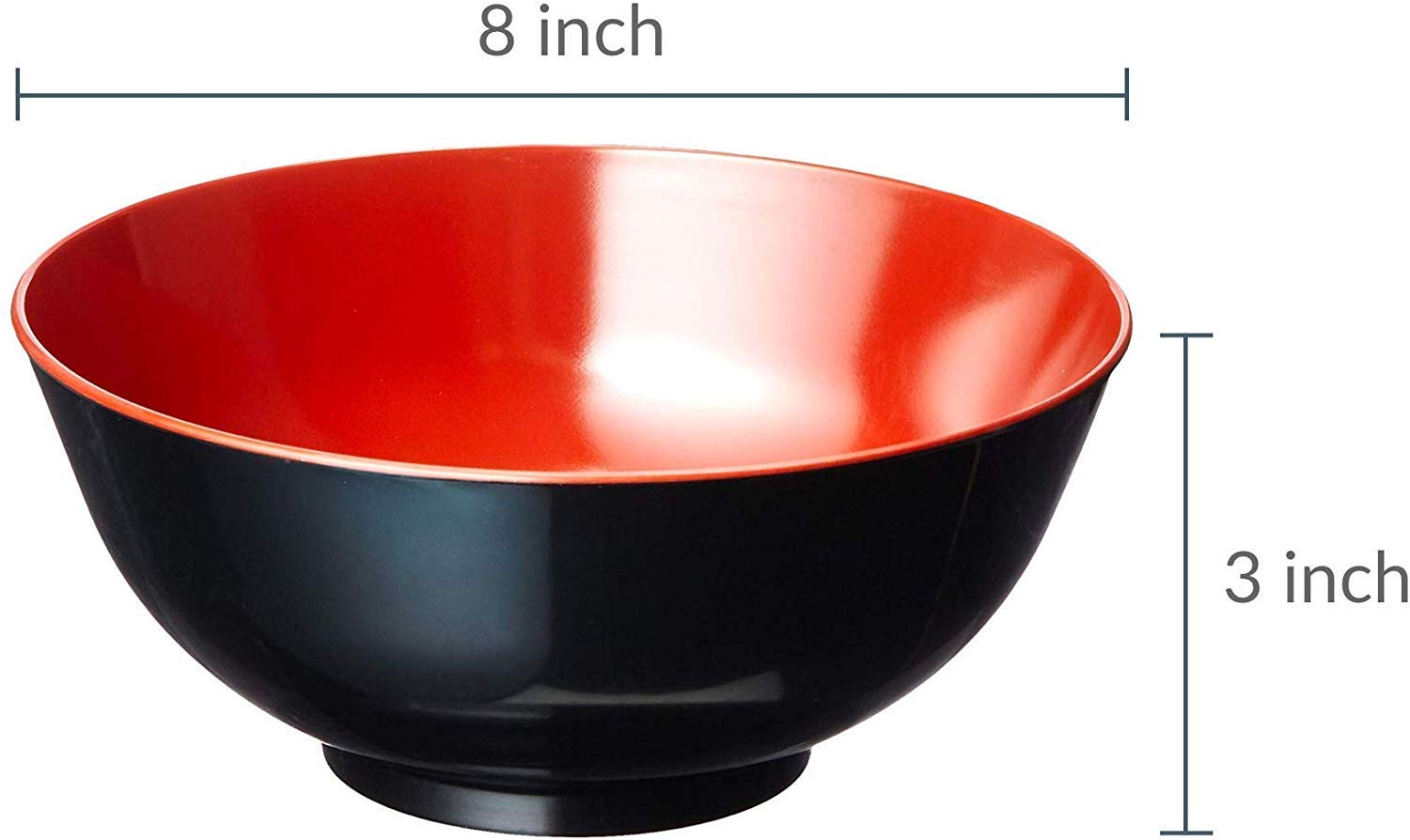 JapanBargain 2396 - Large 52oz Japanese Style Plastic Soup Bowls for Ramen, Udon, Pho Noodles, Cereal & Pasta - Durable Black & Red Noodle Bowls - Perfect for Asian Cuisine, Family Dinners & Restaurant Use