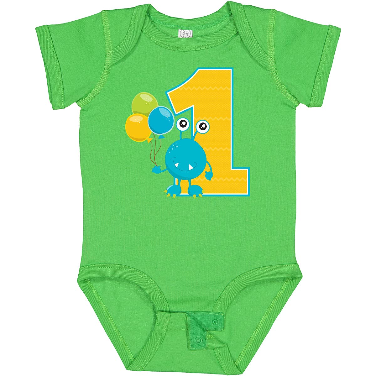 Inktastic First Birthday Monster Baby Bodysuit - Cute 1st Birthday Outfit for Boys & Girls - Perfect for Birthday Parties, Photo Shoots & Special Occasions