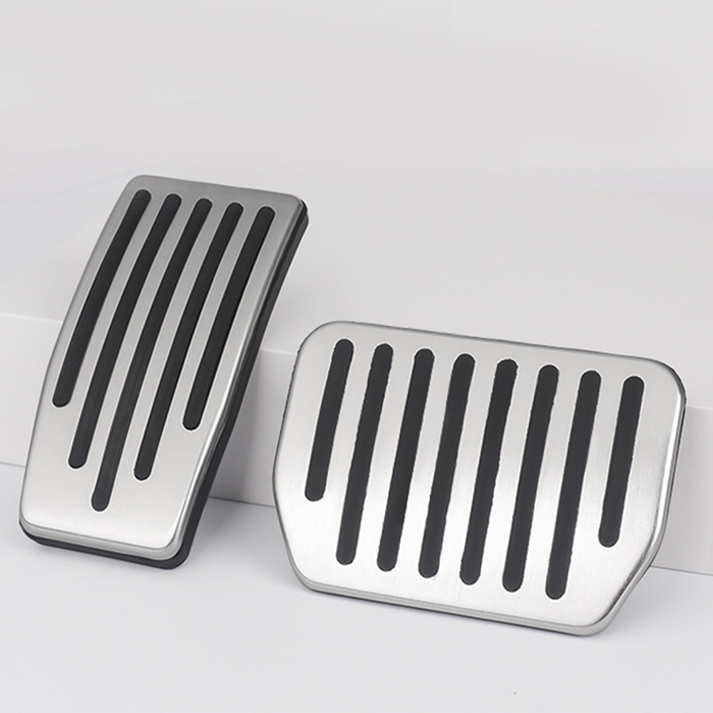 EVBASE Non-Slip Silver Brake Pedal Covers for Tesla Model Y Juniper - Premium Anti-Skid Foot Pedals Pads - Perfect for Enhanced Driving Safety & Comfort