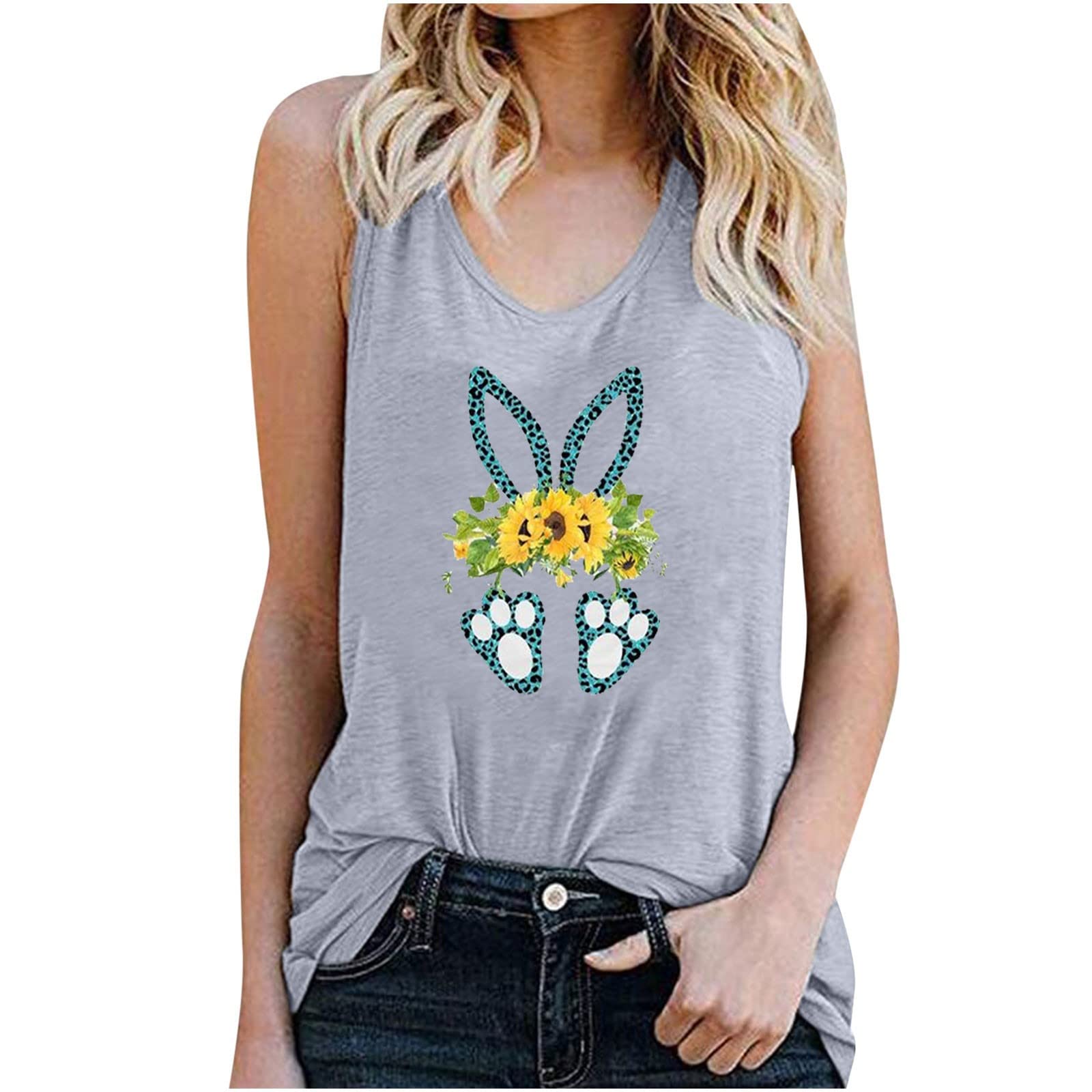 Anjikang Women's V-Neck Basic Tank Tops - Sleeveless Yoga Workout Shirts for Summer - Cute Casual & Athletic Wear for Gym, Running, Beach & Everyday Outfits