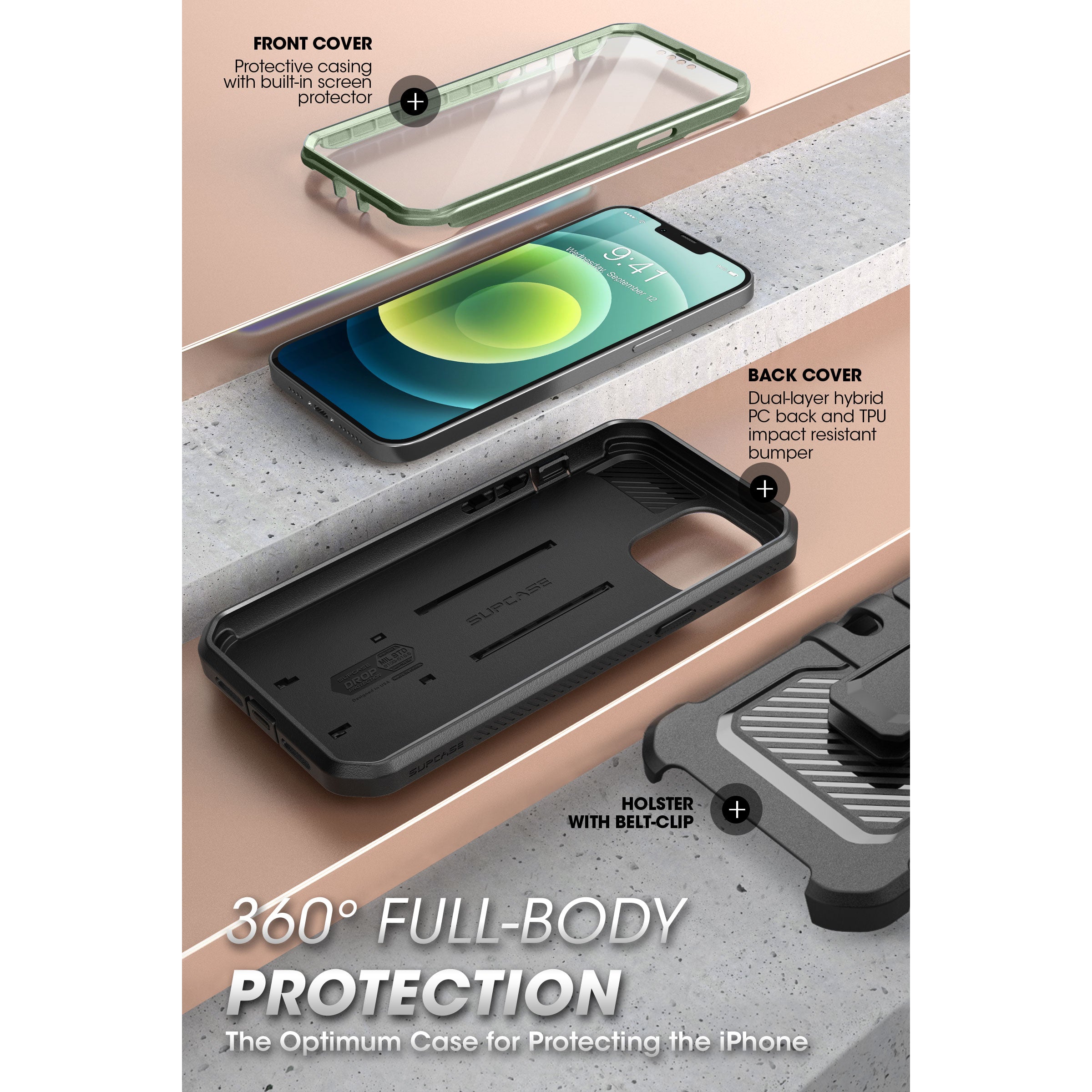iPhone 13 Pro Max 6.7 inch Unicorn Beetle Pro Rugged Case - Dark Green Protective Cover with Military-Grade Drop Protection | Perfect for Outdoor Adventures, Construction Work & Extreme Sports