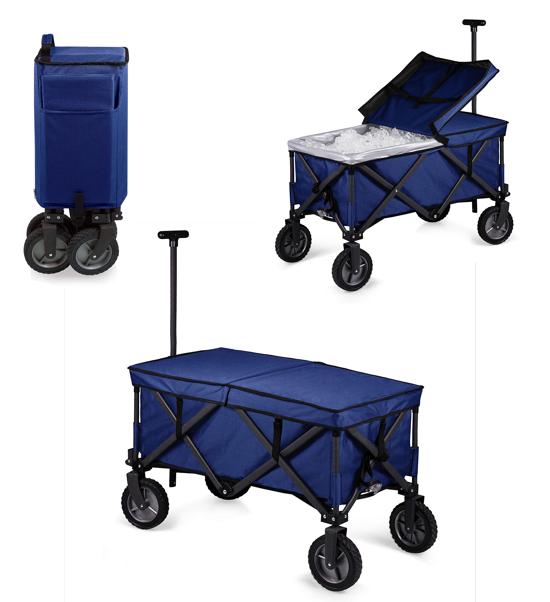 PICNIC TIME Adventure Wagon Elite - Heavy Duty Folding Utility Cart with Table Top Lid & Soft Cooler Liner | Perfect for Beach, Camping, Tailgating, Farmers Market & Outdoor Adventures
