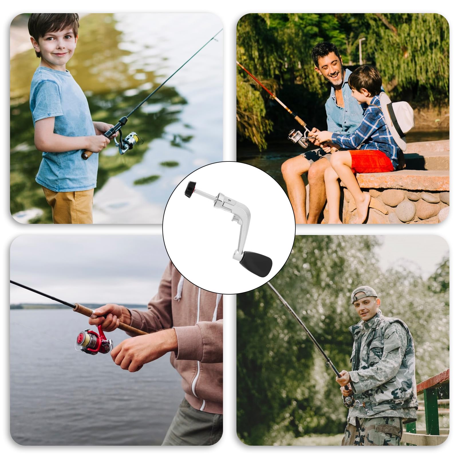 2Pcs Universal Fishing Rod Handle Replacement - Power Crank Knob Arm for Freshwater & Saltwater Rods - Fishing Reel Rotary Knob Power Handle Grips - Durable Replacement Parts for Spinning & Casting Reels - Perfect for Bass, Trout & Saltwater Fishing