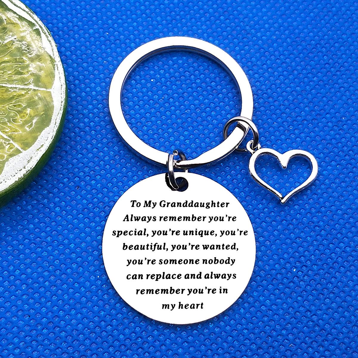 Personalized Inspirational Keychain for Granddaughter - Birthday, Graduation, Christmas Gift from Grandpa, Grandma, Grandfather, Grandmother | Engraved Jewelry Keyring for Special Occasions & Everyday Carry