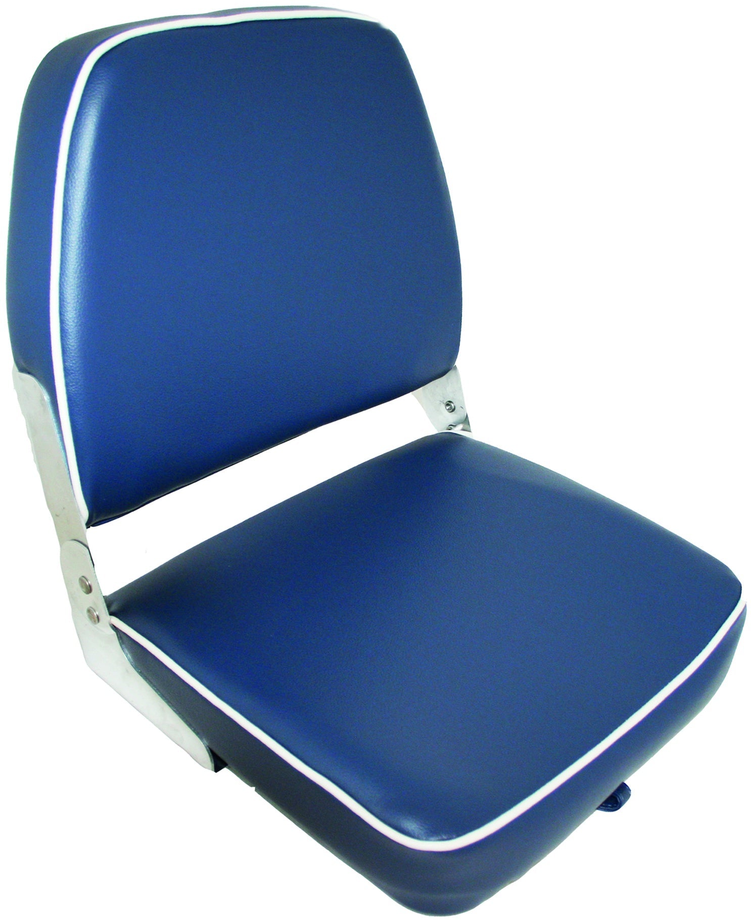 Axis Folding Seat with Dark Blue Upholstery & Ivory White Piping - Portable Chair for Camping, Picnics, Outdoor Events & Home Decor