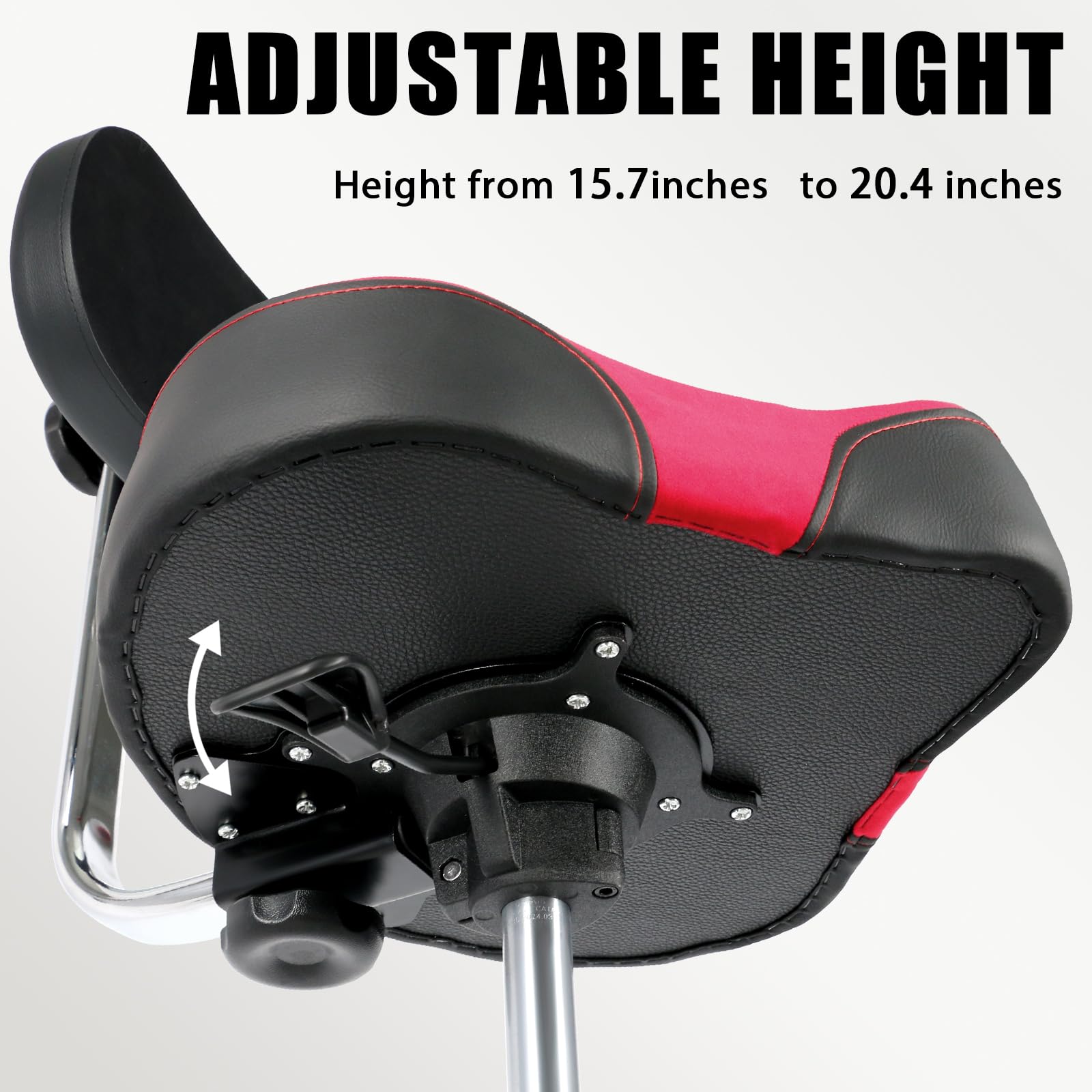 EASTROCK Heavy Duty Adjustable Drum Throne with Backrest - Motorcycle Style Hydraulic Drum Seat for Adult Drummers (Red) - Perfect for Drum Kits, Practice Sessions & Live Performances