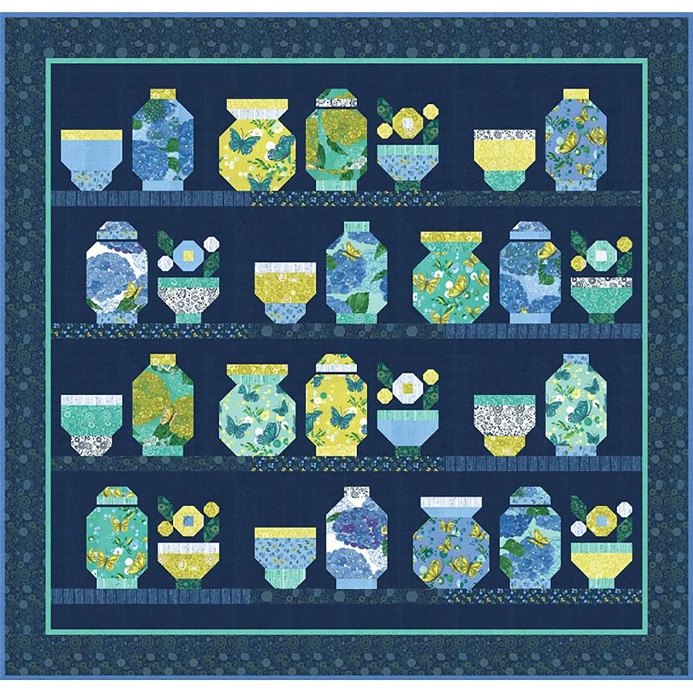Robin Pickens Quilt Patterns - Moda Fabrics Cottage Bleu The Collector Quilt Pattern for DIY Home Decor & Cozy Bedroom Projects