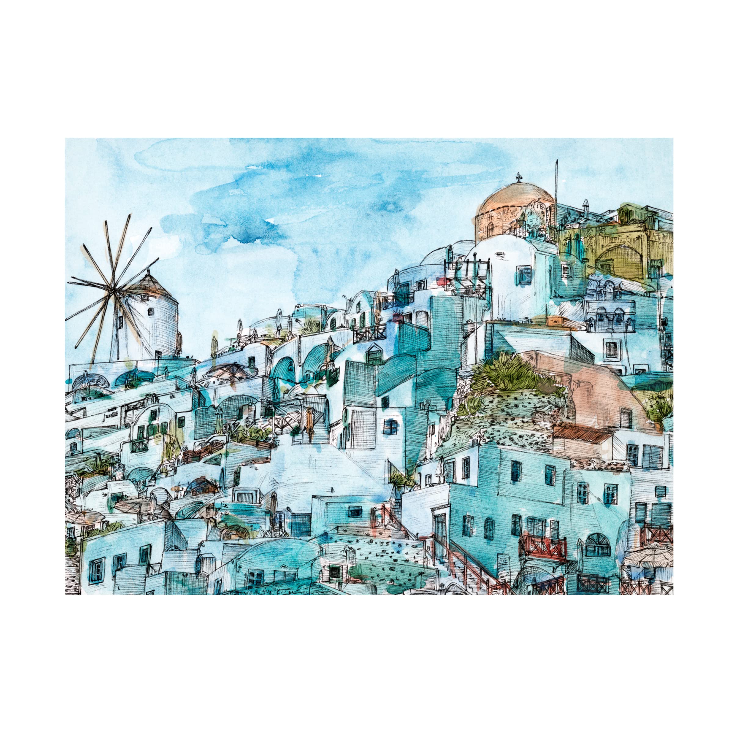 Trademark Fine Art 'Secret Greece II' Canvas Wall Art by Melissa Wang - Stunning Landscape Painting for Living Room, Bedroom & Office Decor