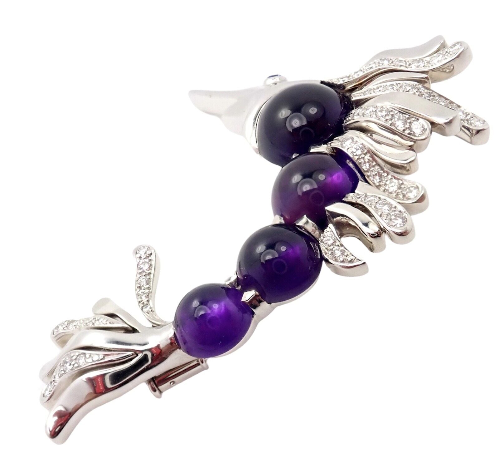 Chanel 18K White Gold Amethyst Diamond Miami Marlin Fish Brooch Pendant - Luxury Jewelry for Women, Elegant Gift for Special Occasions, Perfect for Parties and Formal Events