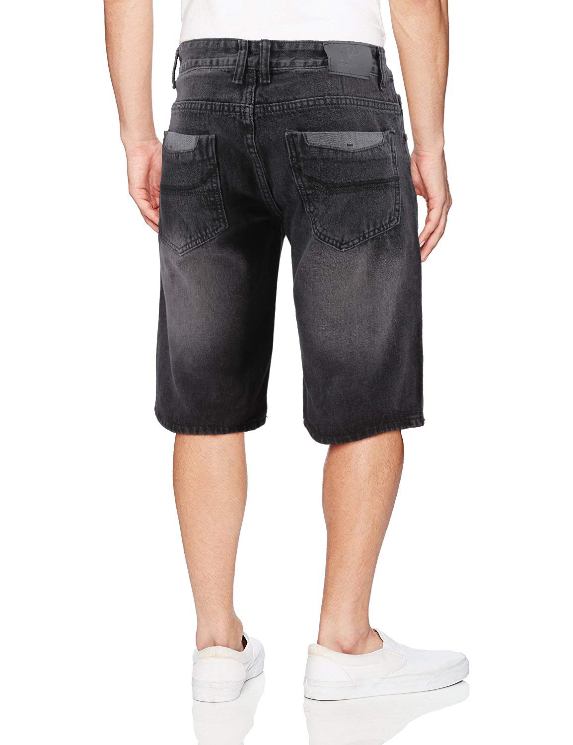 Men's Moto Quilted Distressed Painted Skinny Slim Fit Denim Shorts - Trendy Biker Style Jeans for Casual Wear & Street Fashion