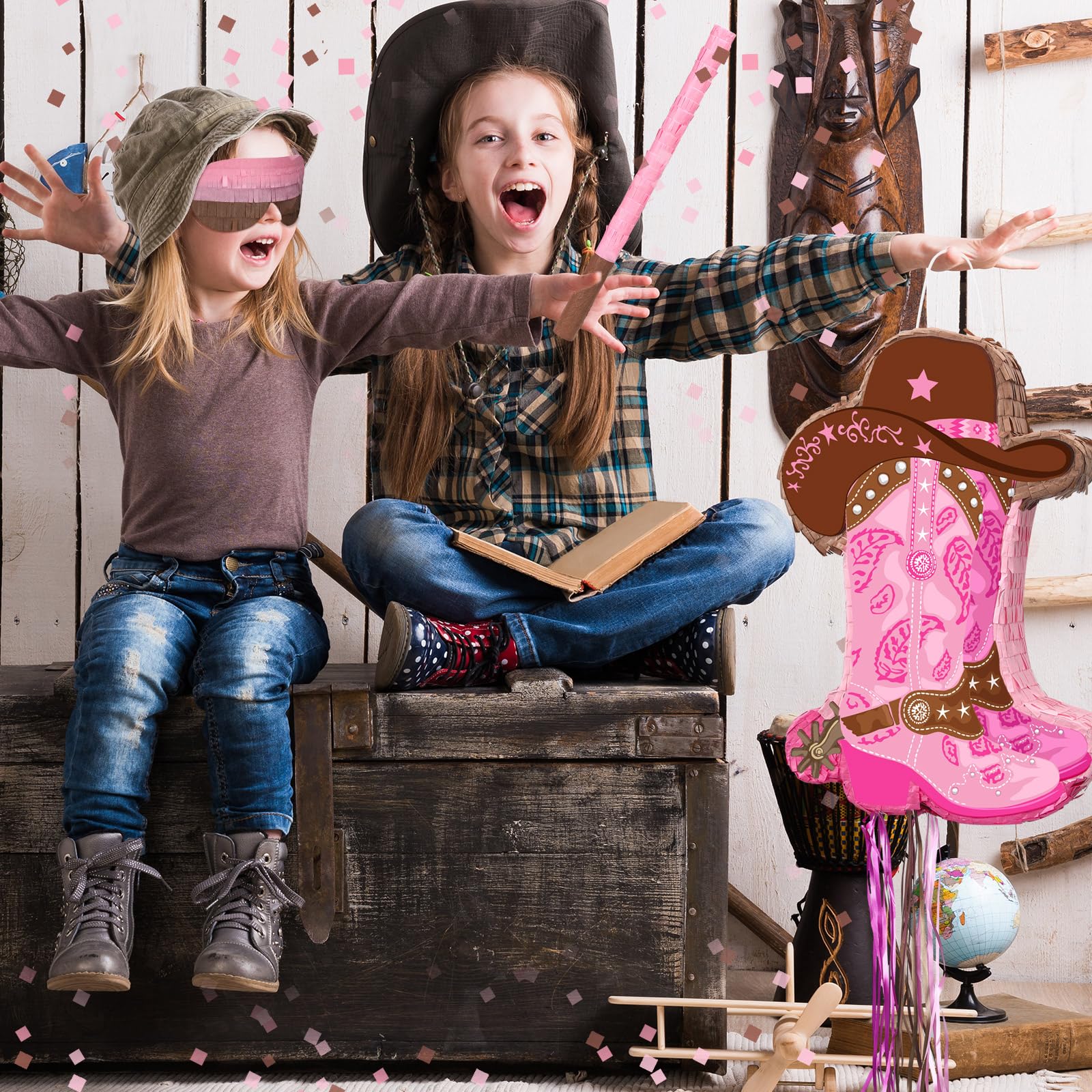 Western Cowboy Party Decorations - Cowgirl Pinata with Blindfold Stick & Confetti for Birthday Parties, Photo Props, Candy Holder & Party Supplies | Perfect for Wild West Themed Events, Rodeo Celebrations & Western Birthday Bash