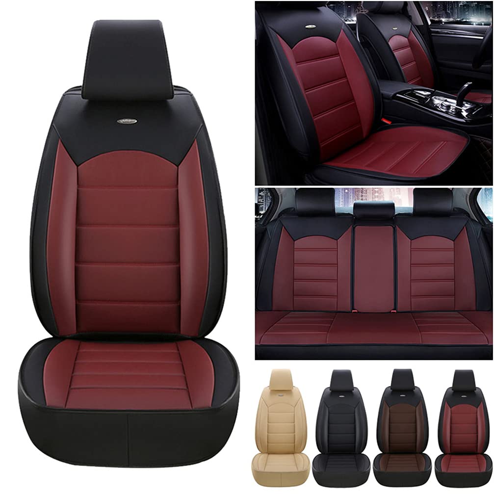 Premium PU Leather Front & Rear Seat Covers for 2021 Lexus GX460 - Breathable, Durable Black & Red Car Seat Protectors - Perfect for Daily Commute, Road Trips & Off-Road Adventures