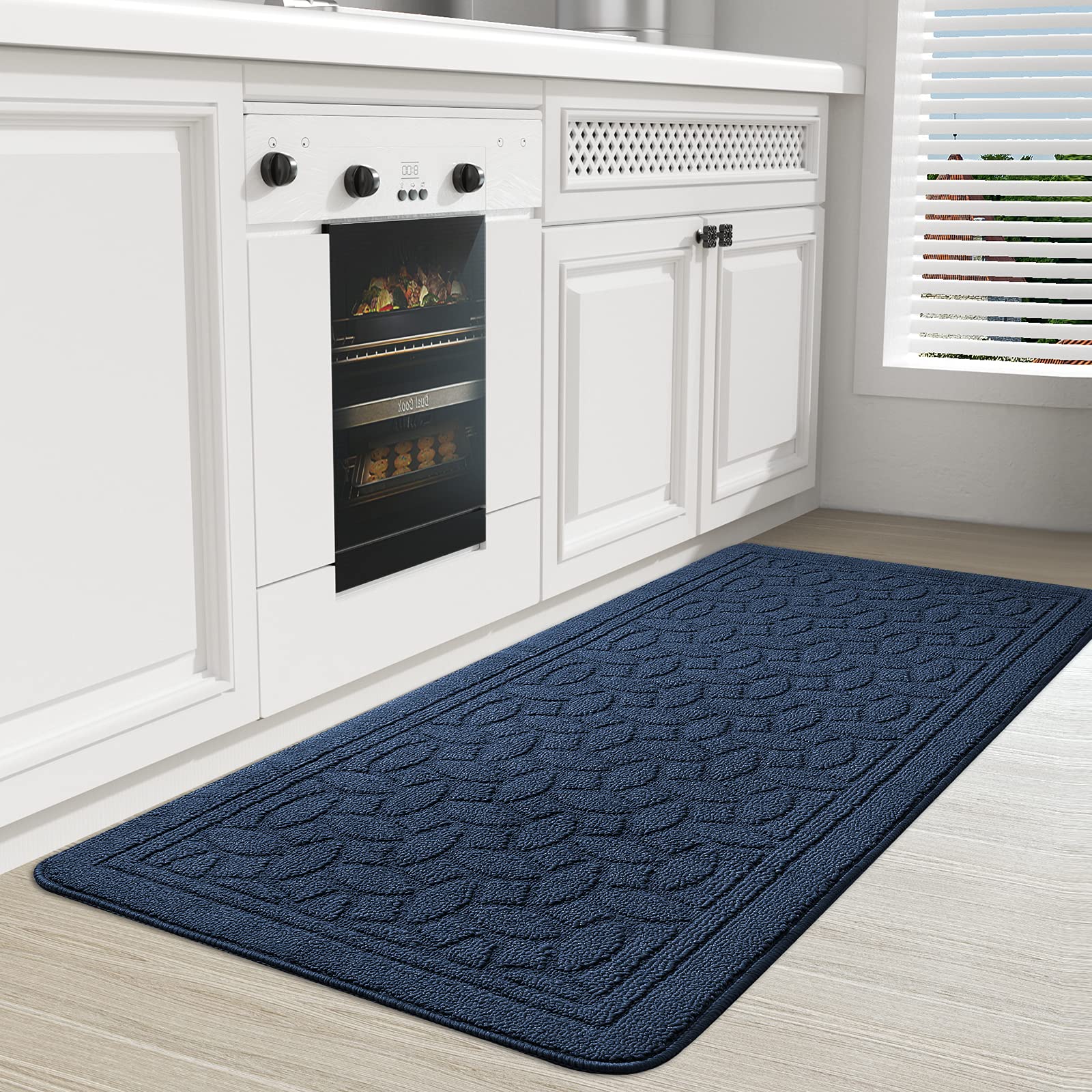 Non-Slip Blue Kitchen Runner Rug 24