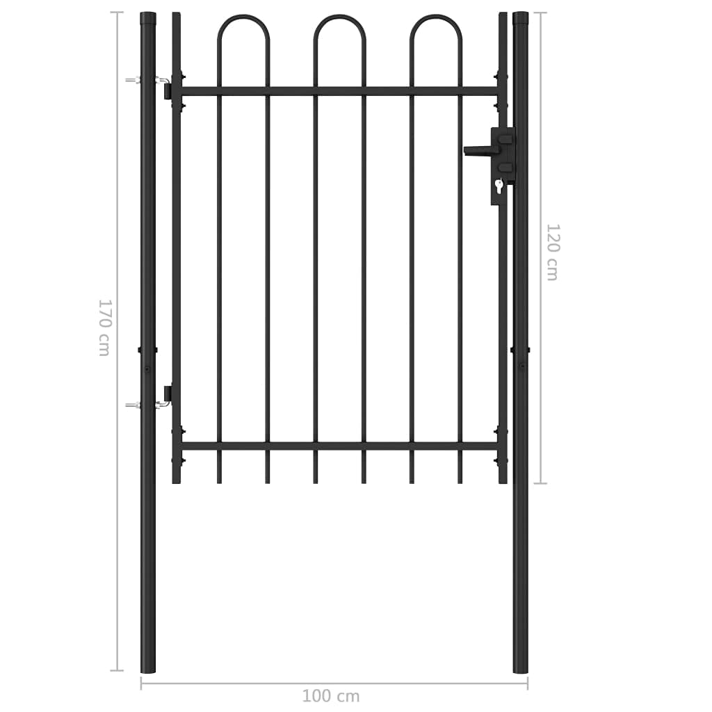 Decorative Black Metal Garden Fence Gate - 3.3'x3.9' Arched Top Steel Yard Fencing for Outdoor Landscape, Backyard Privacy & Garden Protection | Perfect for Patio Borders, Flower Beds & Property Boundaries